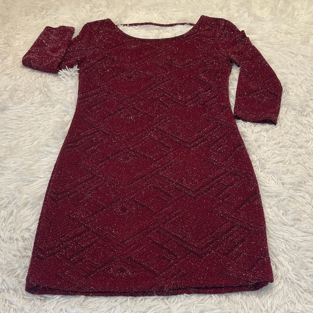 TRIXXI WOMENS SIZE 11 ( LOOKS SMALLER) Elegant Burgundy Glitter Dress